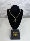 Cadena de Soga + Cruz Elegante | Oro 10K,