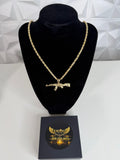 Cadena Tipo Soga en Oro 10K con Dije AK-47 – Estilo Urbano Premium | Éxodo Jewelry